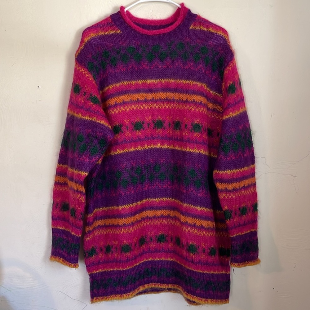 Vintage United Colors of Benetton Italian Mohair Argyle Sweater